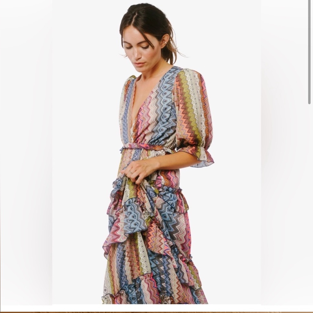 CIEBON Madelyn Stripe Tiered Midi Dress | Boho | Resort, Worn Once, Size Medium - Picture 4 of 4